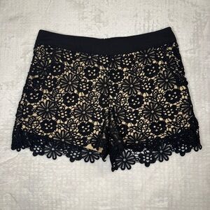 Monteau Lace‎ Overlay Black Over Nude Dress Shorts Large